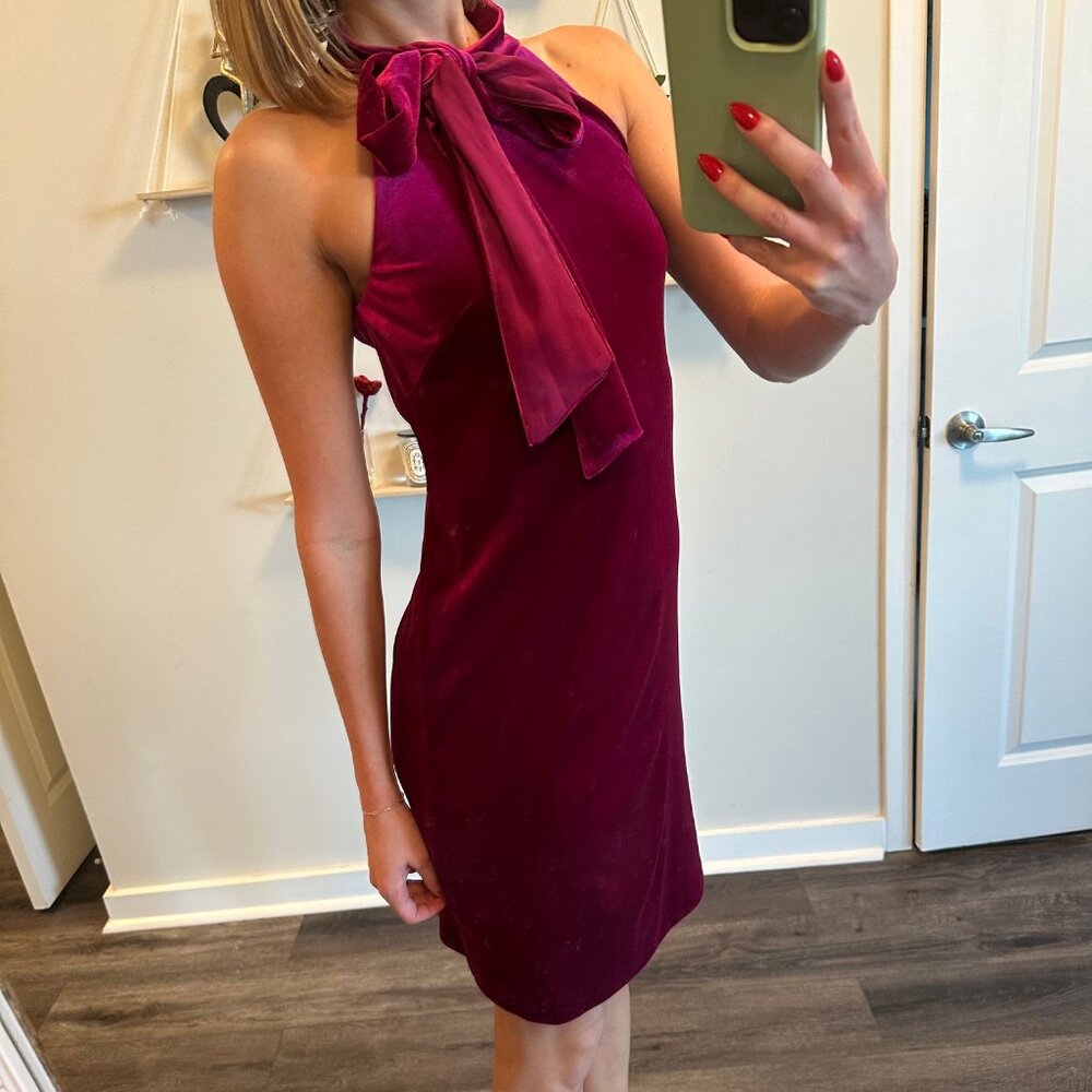 Vince Camuto Velvet Halter Bow Dress